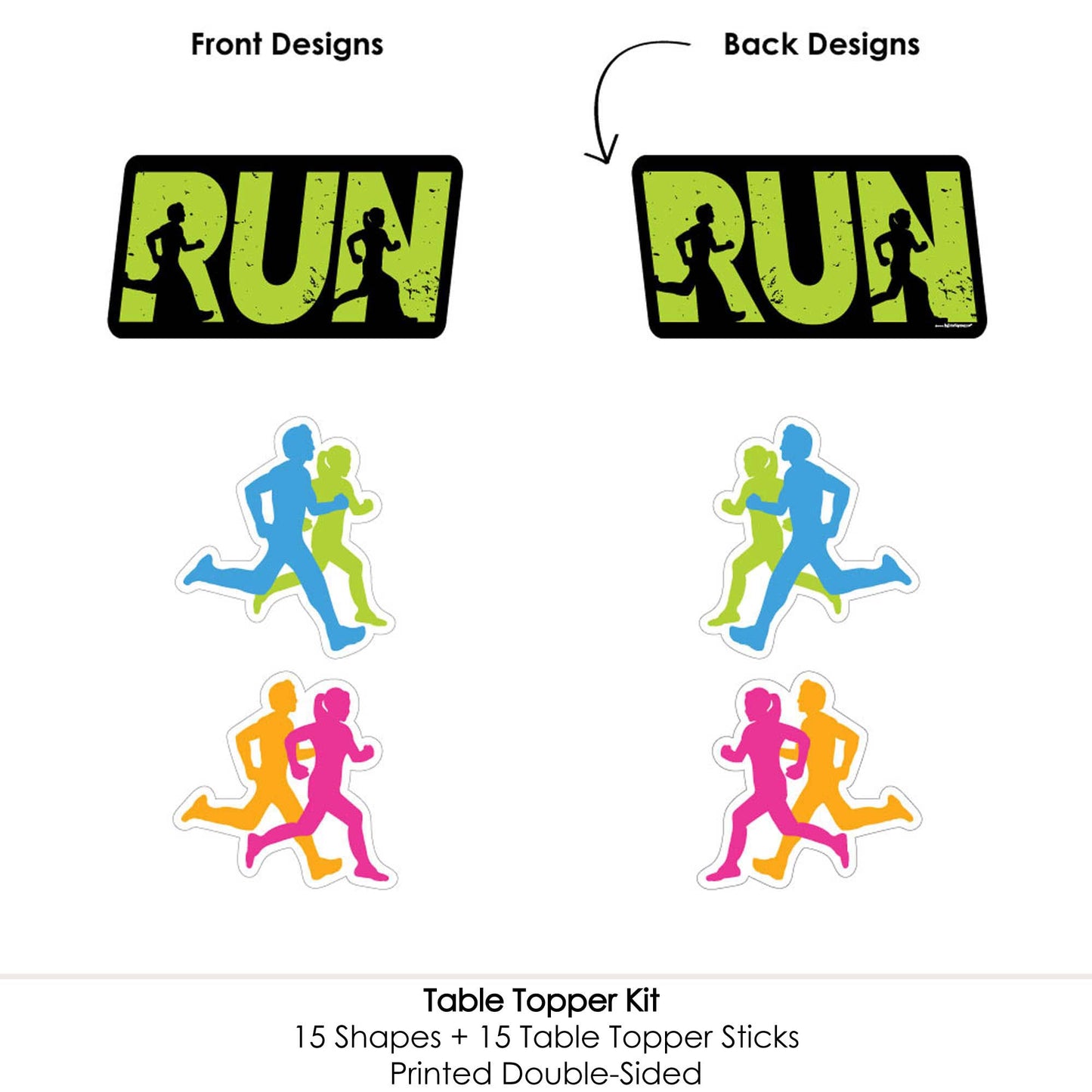 Big Dot of Happiness Set the Pace - Running - Track, Cross Country or Marathon Party Centerpiece Sticks - Table Toppers - Set of 15