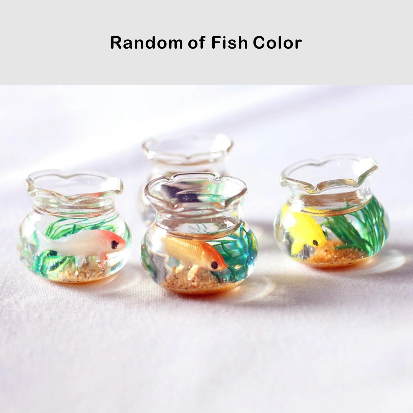 Dollhouse Fish Tank, Miniature Round and Square Goldfish Tank, Mini Miniature Goldfish Aquarium, for Dollhouse Miniature, Fairy Garden, Diorama