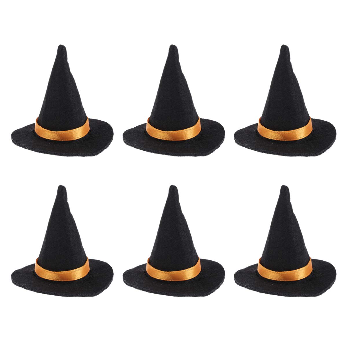 6pcs Mini Felt Witch Hats Handmade Wine Bottle Decor for Halloween Party Favors DIY Hair Accessories Crafts