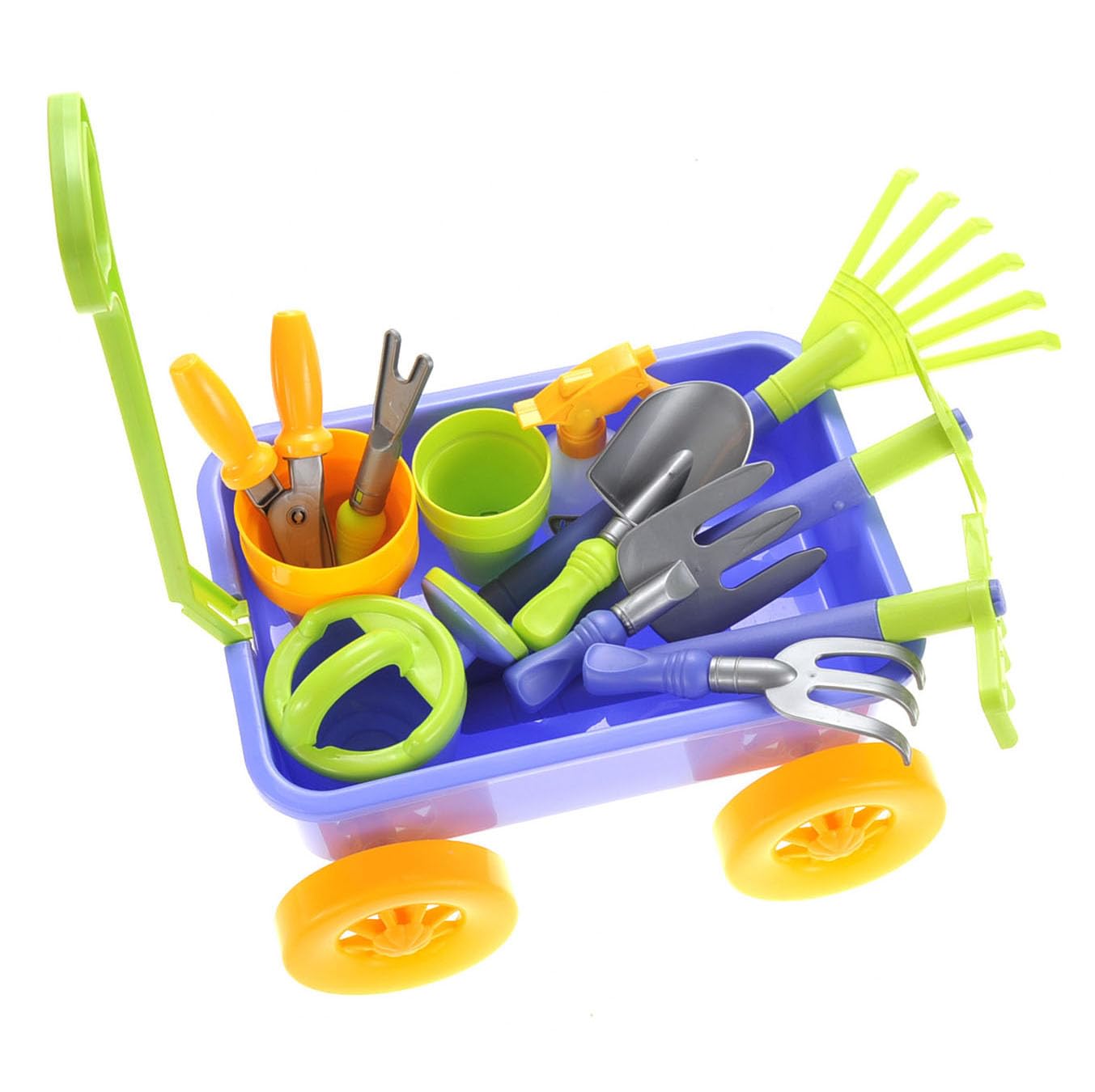 PowerTRC Garden Wagon & Tools Toy Set 15 Pcs Kids Gardening Tools & Wagon Toy Set - Outdoor Toddler Toys Kids Gardening Set - Beach, Sand, Garden Toys