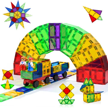 Oasis Creations Magnetic Tiles 108 Piece Building Toys Set for Toddlers 3 4 5 6 7 8 9 Year Old Boys & Girls Educational Stem Toy Construction Gift Set