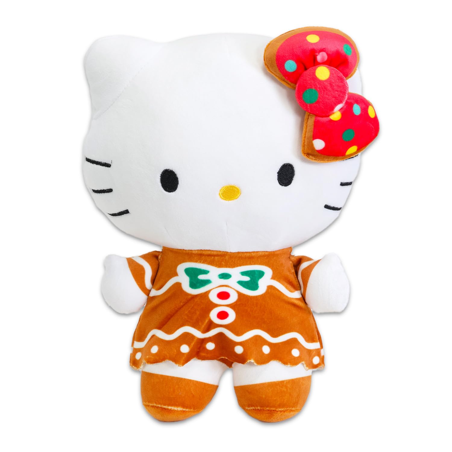 Sanrio Hello Kitty Christmas Plush Toy Set - Bundle with 10" Kitty Gingerbread Themed Plush & Stickers