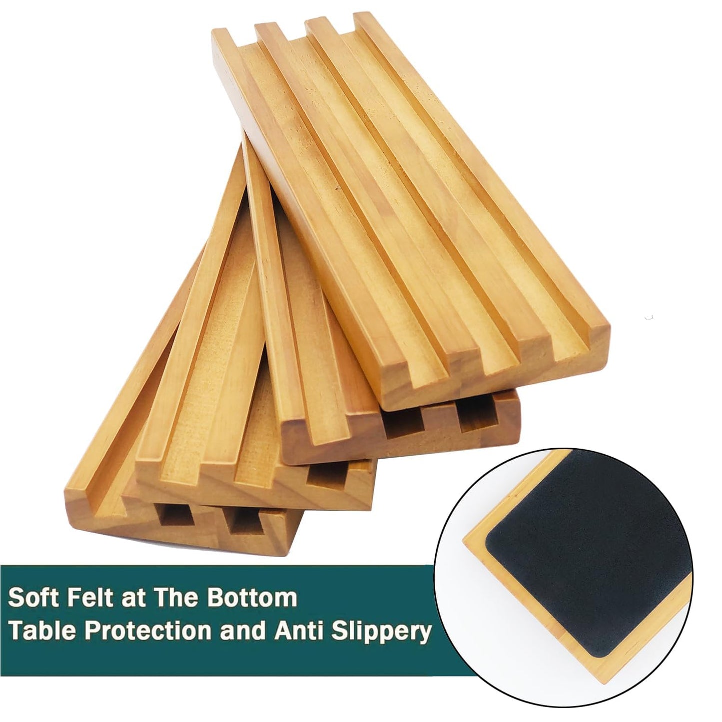 ESSAJOY Wooden Domino Trays/Racks Set of 8 Domino Tiles Holders Mexican Train Wooden Trays/Racks Wood Organizers for Chicken Foot (8 Premium Domino