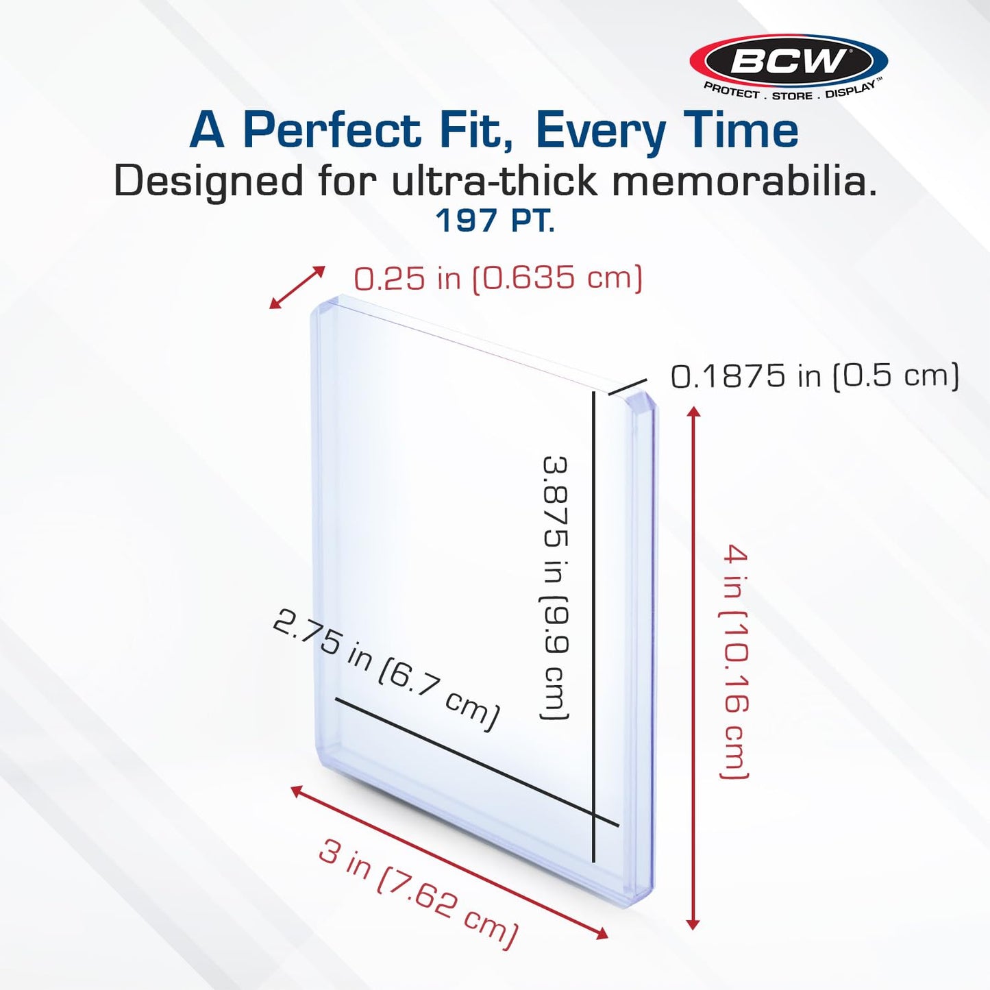 BCW (10 Brand Extra Super Thick Card Top Load for Baseball Cards (3 X 4 X 5 mm - Thick Card Topload Holder 197 Pt)