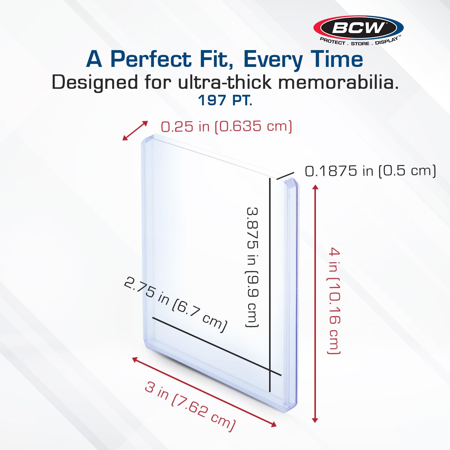BCW 197 PT. Thick Card Topload Holder - Pack of 10 | Durable Rigid PVC Toploader | Toploaders for Memorabilia, Jersey, Patch, and Relic Cards | Ideal