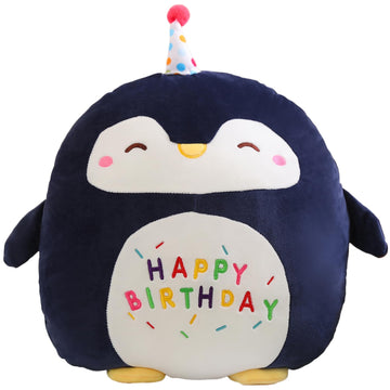 Litence Cute Penguin Plush Stuffed Animal Soft Happy Birthday Plushies Pillow Toy Gifts for Boys and Girls Home Decor