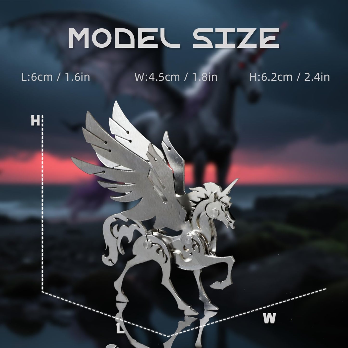 Kolotesame Mythical Unicorn 3D Metal Puzzle Model for Adults, DIY Animal Sculpture 3D Model Kit Immersive Creative Building Model Art Desk Decor
