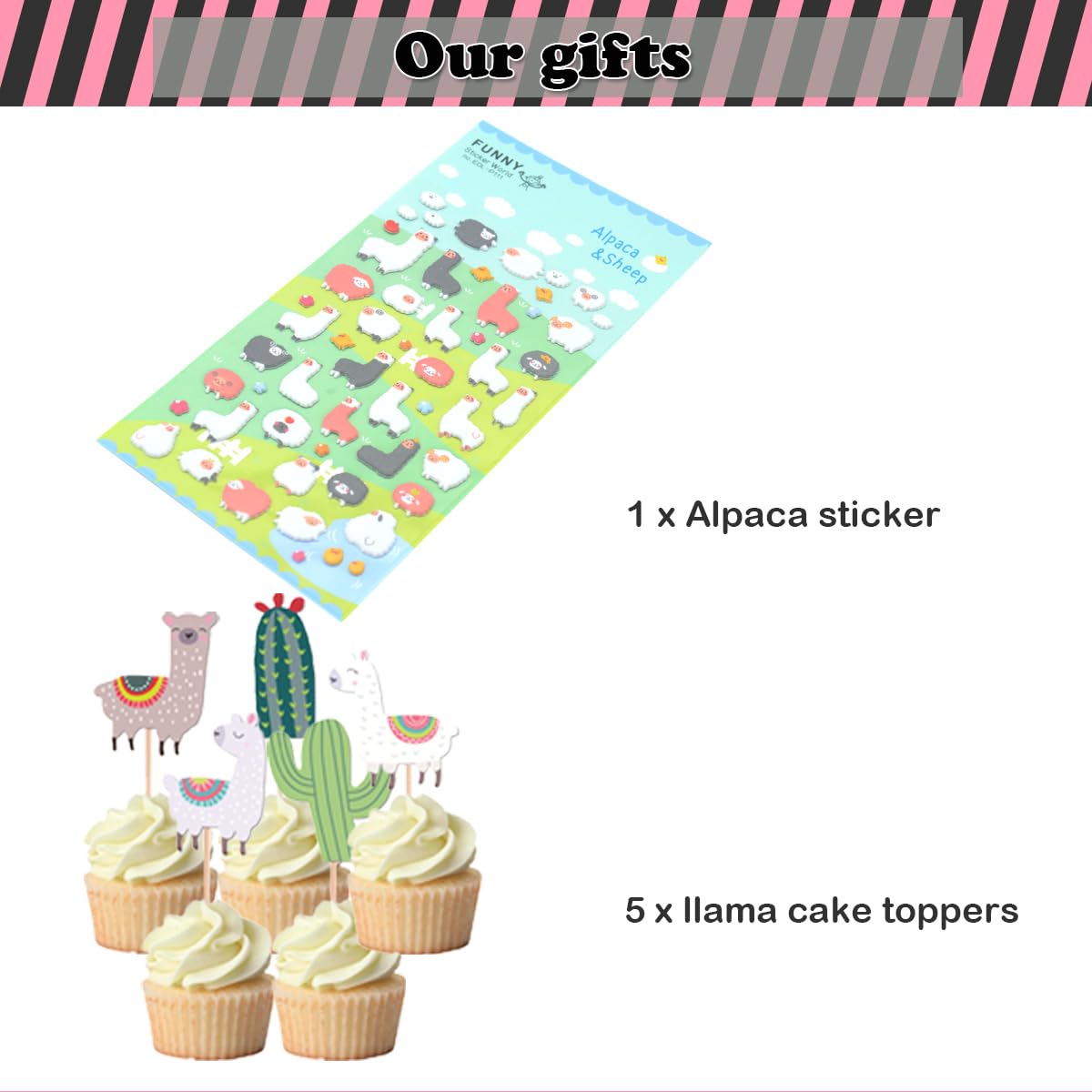 Llama Party Supplies Set For Girls-24 guests- Alpaca Birthday Party Decorations, Include Alpaca Plates Cups Banner Balloons Cutlery Tablecloth Napkins