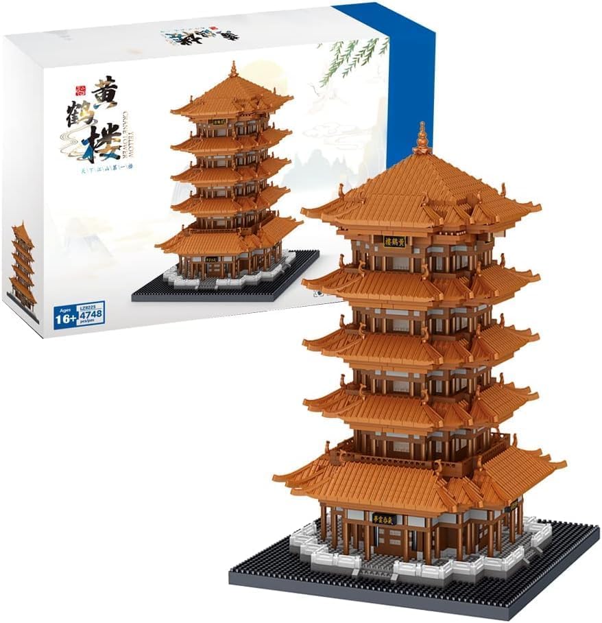 JOMIOD Chinese Architecture Micro Building Blocks Set, 4748 Pieces Yellow Crane Tower, World Famous Architecture Collectible Model Building Kit