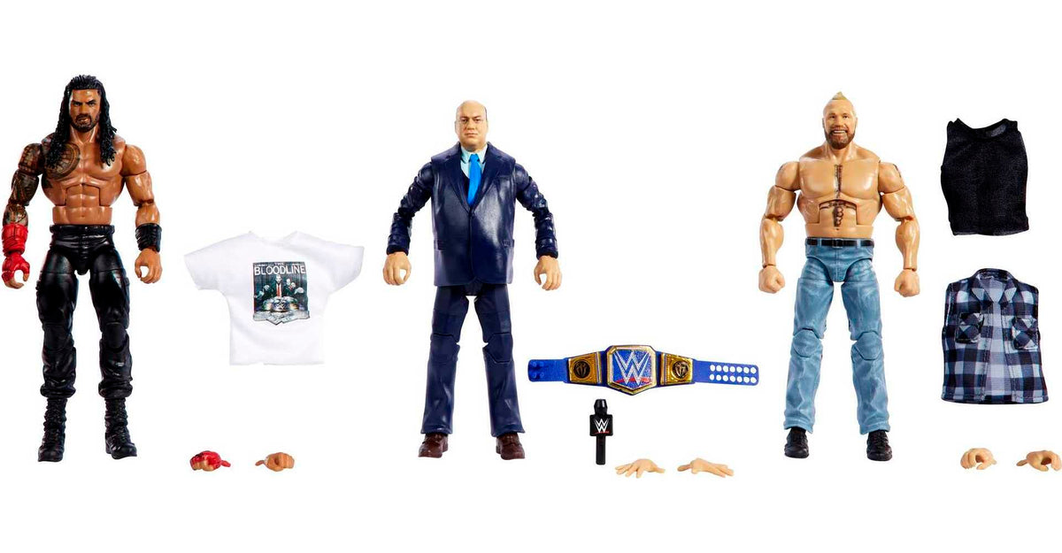Mattel Action Figure 3-Pack Tribal Chief vs Beast IncarnateRoman Reigns Brock Lesnar & Paul Heyman Elite Collection with Universal Championship &