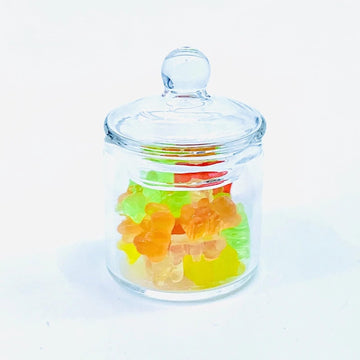Miniature Glass Jar with 10 pcs Miniature Gummy Model, Tiny Gummy Glass Jar, Dollhouse Mini Glass Jar, 1:12 Scale, for Dollhouse Miniature, Fairy