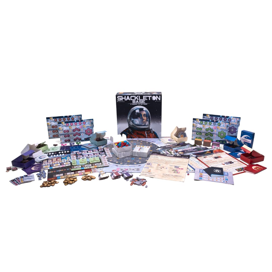 Shackleton Base: A Journey to The Moon Board Game - Sci-Fi Strategy Game of Space Exploration, Fun for Family, Kids & Adults, Ages 14+, 1-4 Players