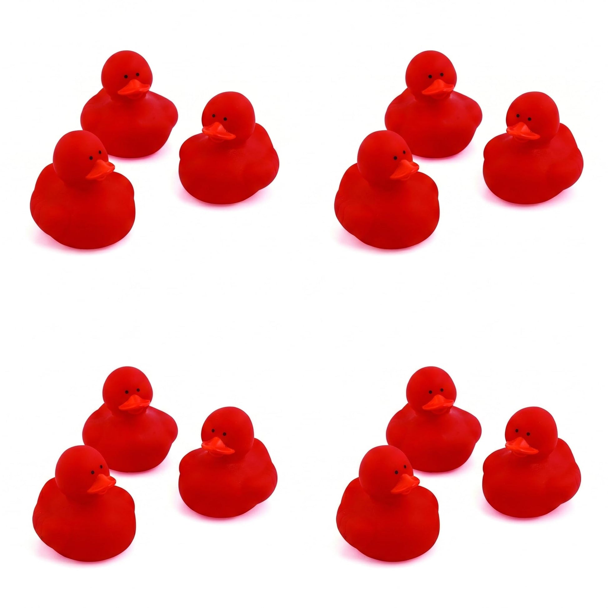 Fun Express Rubber 2" Solid Color Duckies - 12 Ducks (Red)