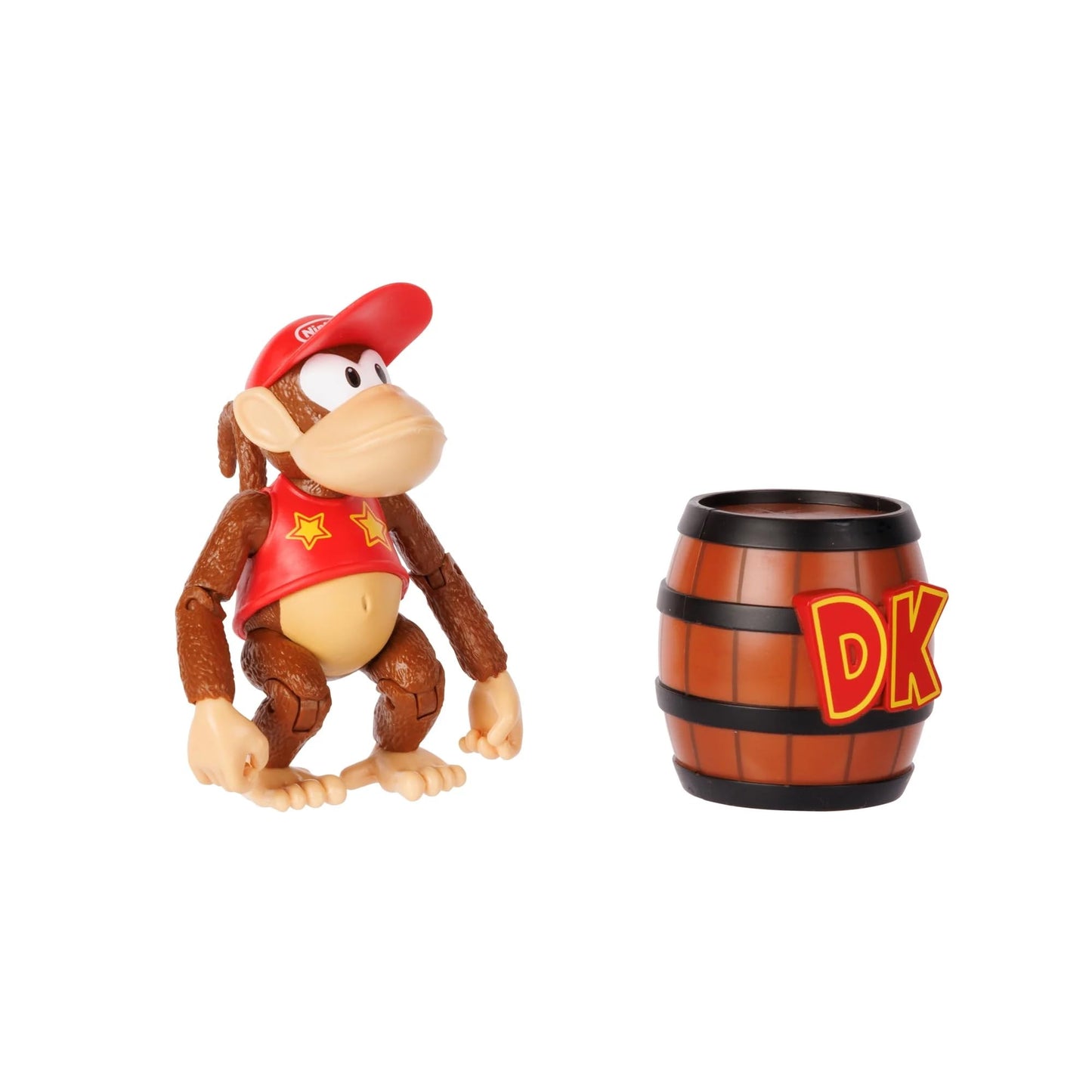 Nintendo World of Super Mario 2023 4-inch Action Figure Donkey Kong with Bananas (Diddy Kong with DK Barrel)