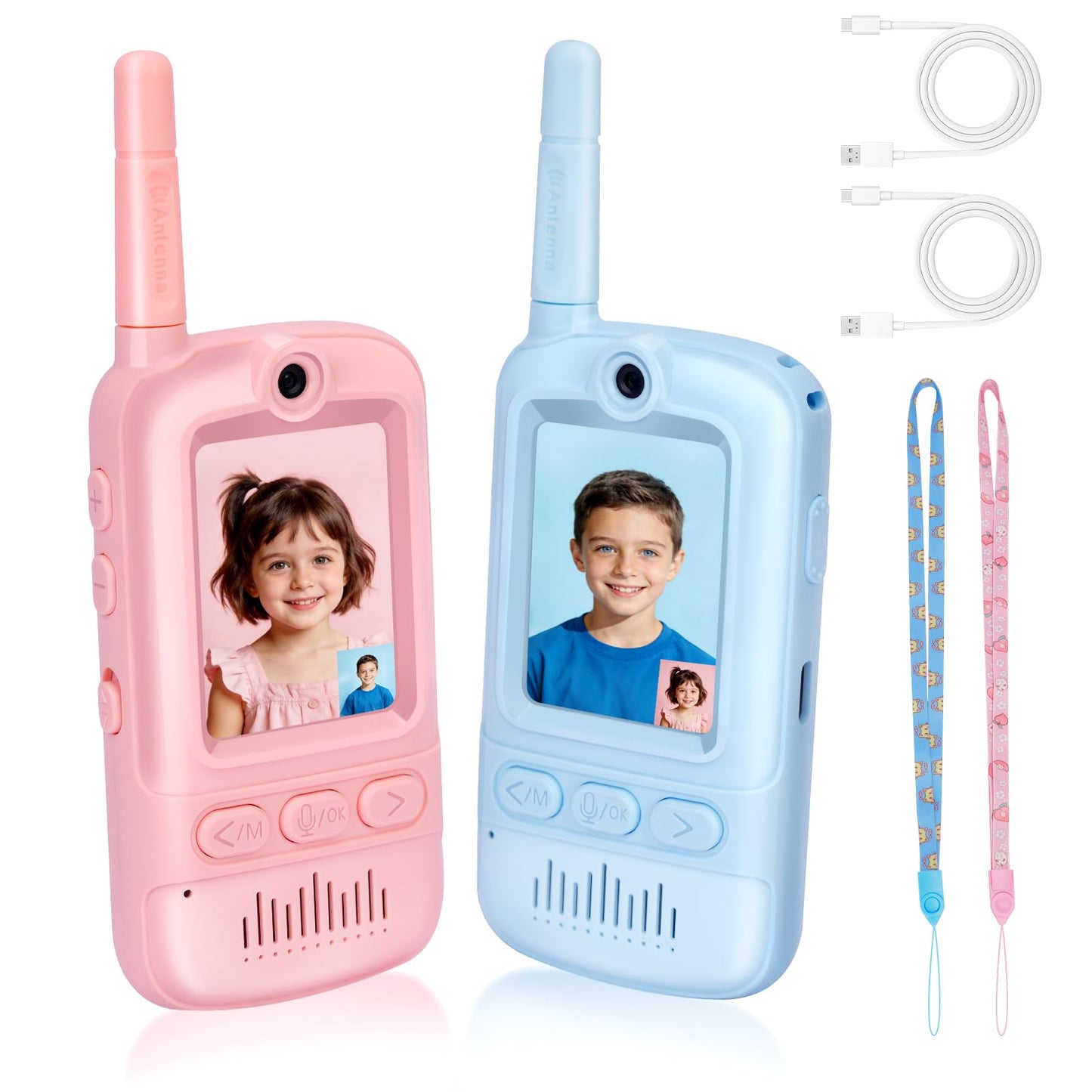 Video Walkie Talkies for Kids,Rechargeable Kids Toys 2 Pack,Long Range Radio Walkie Talkies,3-12 Boys and Girls Indoor, Outdoor, Camping, Adventure