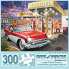 Bits and Pieces - 300 Piece Jigsaw Puzzle for Adults - Fill'er Up - Old Fashioned Gas Station Car Jigsaw Puzzle by Artist Bigelow Illustrations