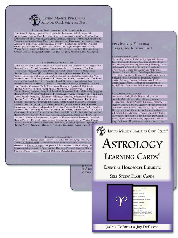 Astrology Learning Cards & Quick Reference Sheet Combination Bundle