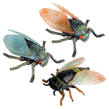 JOKFEICE Animal Figures 3 pcs Realistic Plastic Golden Cicada Family Action Model Science Project, Learning Educational Toys, Birthday Gift, Cake