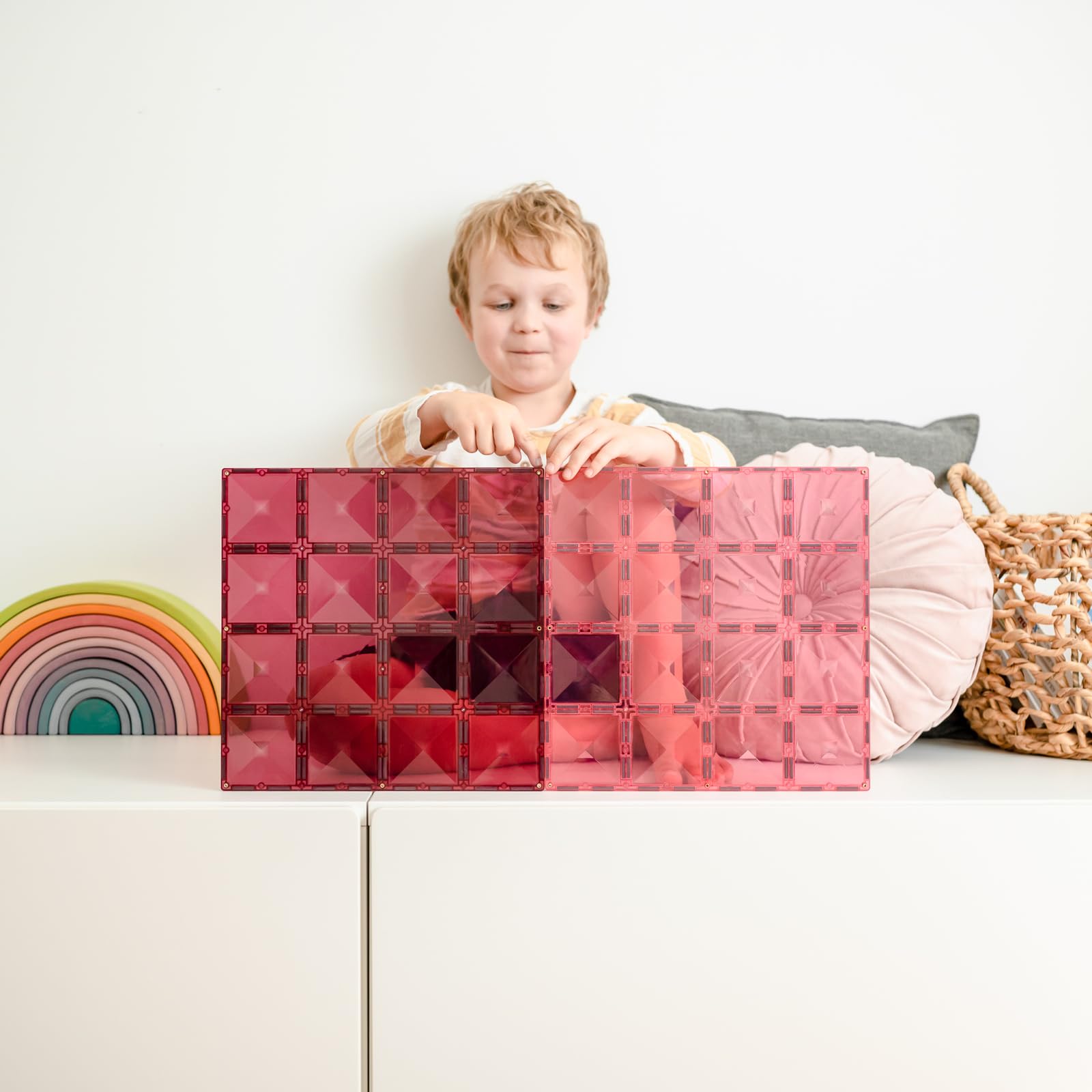 CONNETIX Magnetic Tiles Pastel Pink & Berry Base Plate Pack, 2 Pieces