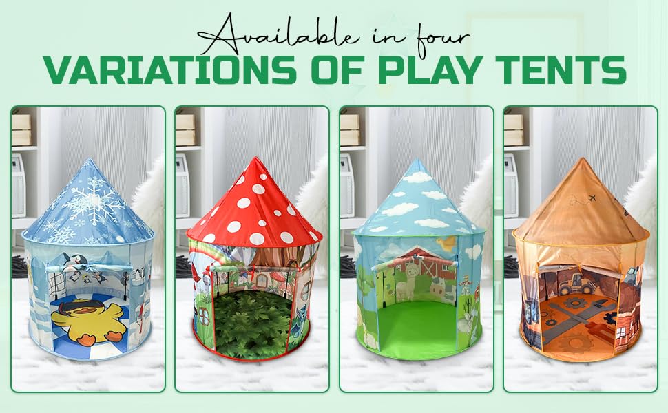 Playhouse for Boy Girl - Play Tent for Kids Toddlers, Pop Up Portable Toy Gift, Indoor Outdoor Airfort Bed Fort Party Room Airplane Bulldozer