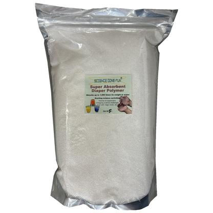 Science Gone Fun Super Absorbent Polymer (Sodium Polyacrylate), 5 lbs - Diaper Powder, STEM Science Kits, Liquid Spill Control, DIY Slush Gel