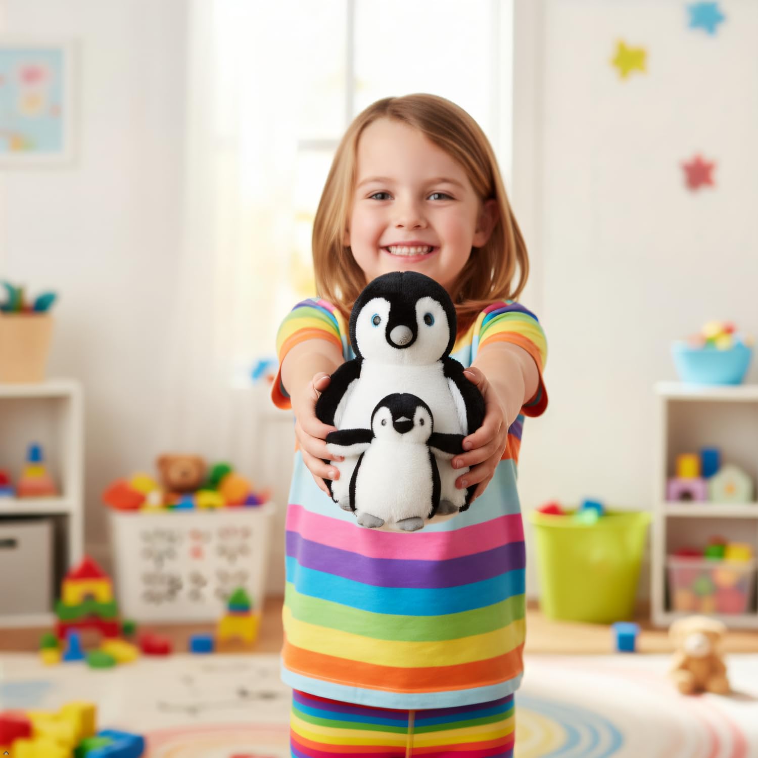 The Petting Zoo Softee Penguin Stuffed Animals, Mom and Baby, Gifts for Kids, Penguin Plush Toy 12 inches
