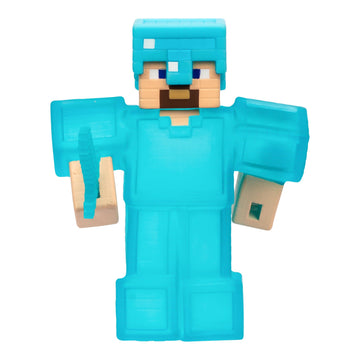 Heroes of Goo Jit Zu Minecraft Stretchy Characters, Steve with Diamond Armor & Sword, Super Squishy Goo Filling with Hidden Diamond Piece Inside