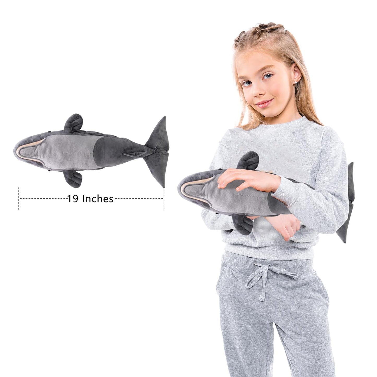 Niuhoulu Sperm Whale Stuffed Animals Soft Plush Toy Kids Cuddly Fluffy Plushie Doll for Girls Boys Babies Toddlers Girlfriends (19")