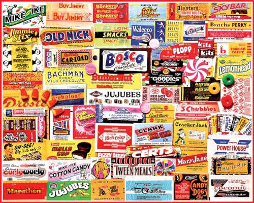 White Mountain 1000 Piece Jigsaw Puzzle Nostalgic Labels, Candy Wrappers