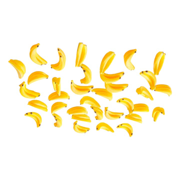 30Pcs Yellow Mini Plastic Artificial Bananas 1/12 Scale Dollhouse Accessories, Realistic Miniature Fruit Models for Fairy Garden Kitchen Decor & DIY