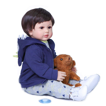 iCradle Angelbaby 24 inch Reborn Toddler Boy Dolls Soft Silicone Reborn Baby Dolls Look Real (Blue/Green)