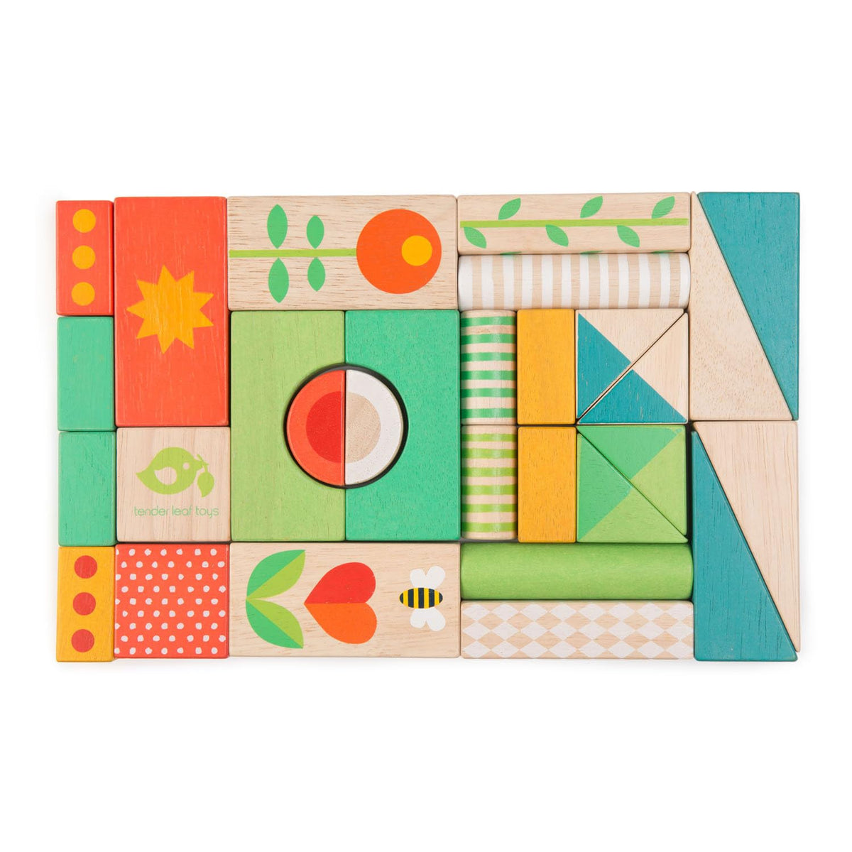 Tender Leaf Toys Baby Block Wooden Walker - Includes 29 Garden Themed Toy Blocks Premium Quality Construction Develops Balance, Strength & Creative