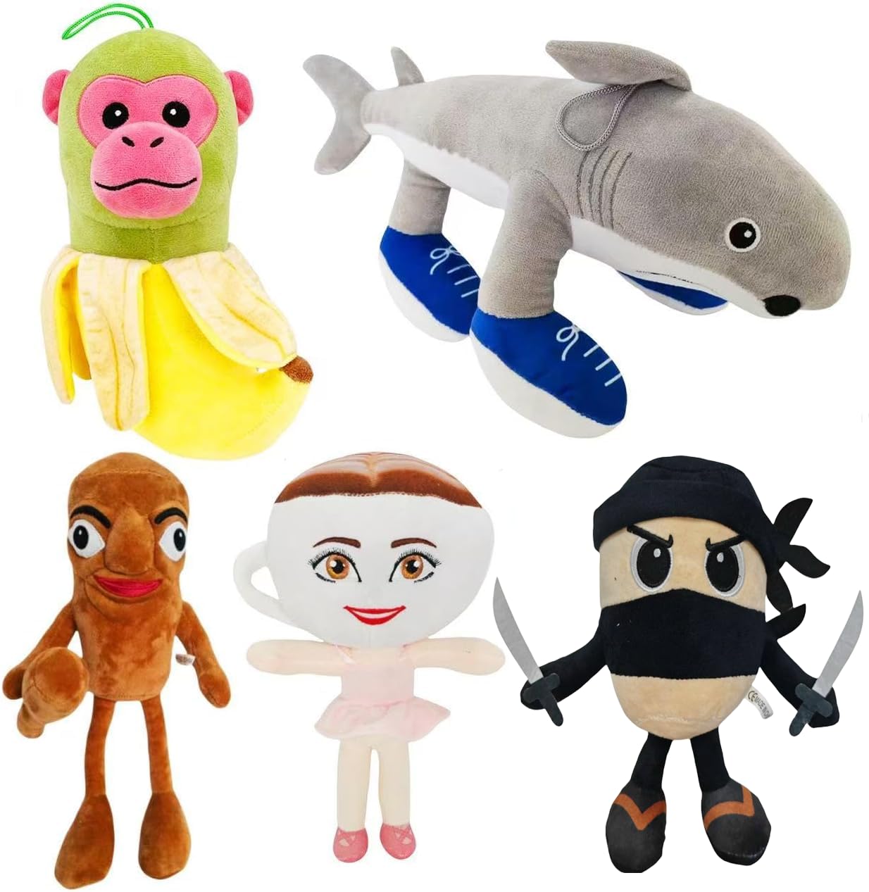 LINJABASZKZ Tralalero SahurPlush - 12" Animal Soft Pillow Toy - Funny Tung Tung Meme-Inspired Collectible for Fans 5pcs (Green)