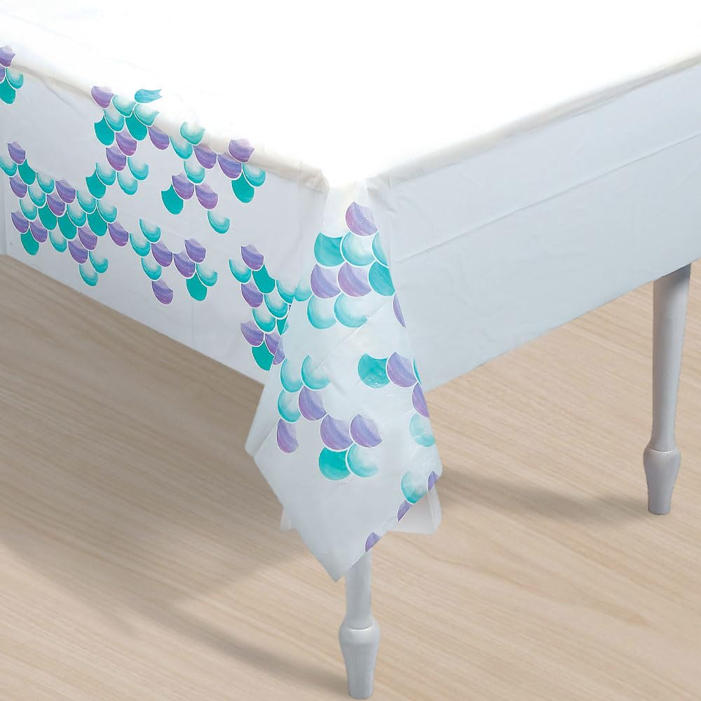Fun Express Mermaid Sparkle Plastic Tablecover, 1 Piece