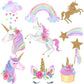 Kocici Unicorn Birthday Decorations, Rainbow Unicorn Party Supplies with Banner and Hanging Swirls for Girls Birthday Party