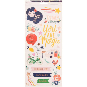 American Crafts 343429 65 Piece 6 x 12 inch Copper Foil Stickers Dear Lizzy Star Gazer