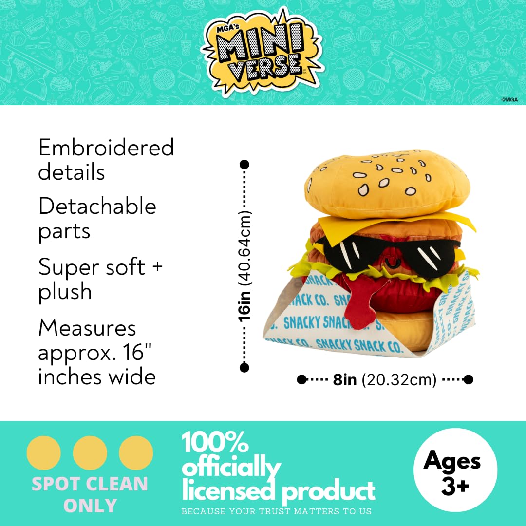 Collectibles Miniverse Food Cheeseburger Bedding Super Soft Cozy Detachable Cuddle Pillow, (Officially Licensed Product) by Franco