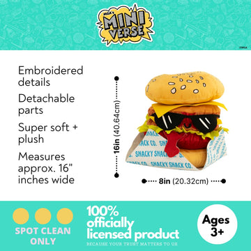 Collectibles Miniverse Food Cheeseburger Bedding Super Soft Cozy Detachable Cuddle Pillow, (Officially Licensed Product) by Franco