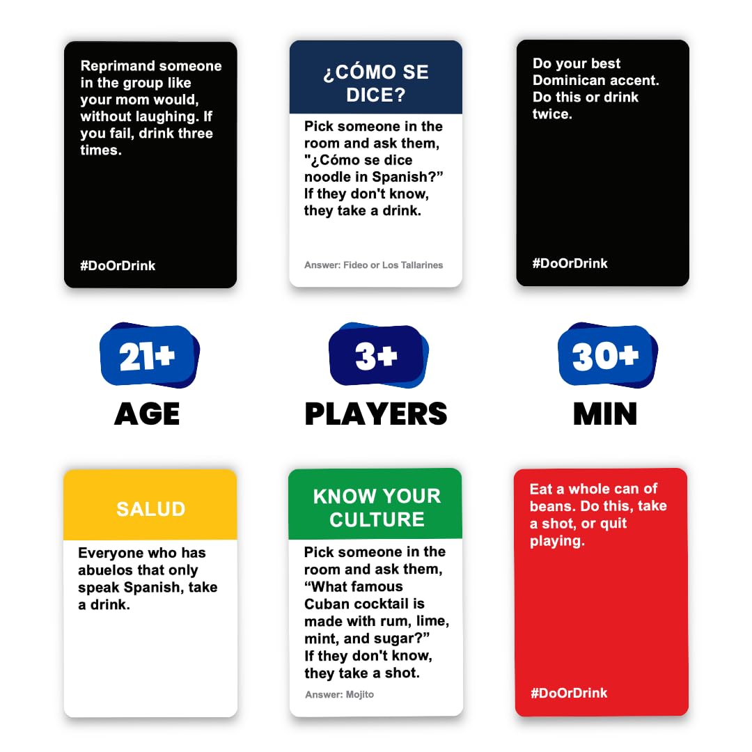 Do or Drink Latino Edition - The Adult Drinking Game for Latinos - Fun Party Games for Adults with 250 Cards - Great for Game Night, Pre Games