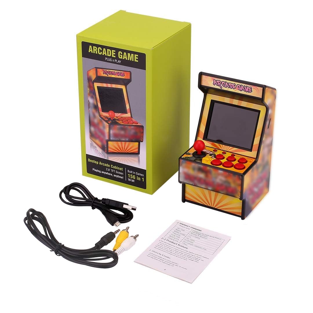Retro Game Machine for Kids, Handheld Video Game Console with 156 Classic 16-Bit Games, 2.8" Color Screen Rechargeable Portable Gaming System, TV