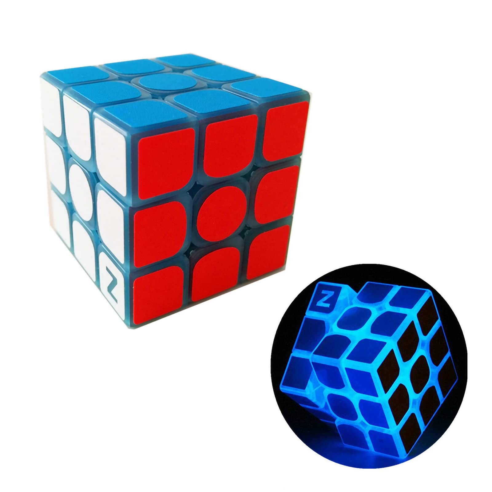 AMAZA 3x3 Fluorescent Speed Cube 3x3x3 Glow in Dark Luminous Speed Cube 3 by 3 Magic Cube Puzzle Toy Brain Teasers IQ Puzzles Game Toys for Children