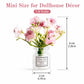 Miniature Flowers in Vase Set - 1:6 Scale Dollhouse Décor with Realistic Details, Tiny Floral Arrangements for Micro Landscape, Train Platform