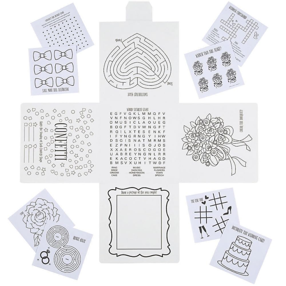Color Your Own Wedding Kids Table Activity Set 12Pc - Crafts for Kids and Fun Home Activities
