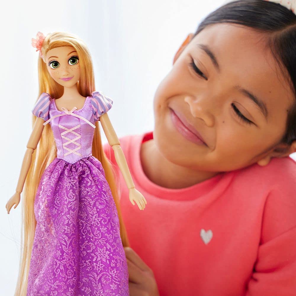 Disney Store Official Princess Classic Doll (Rapunzel from Tangled), 11 Inches, Includes Brush with Molded Details, Fully Posable Toy in Classic