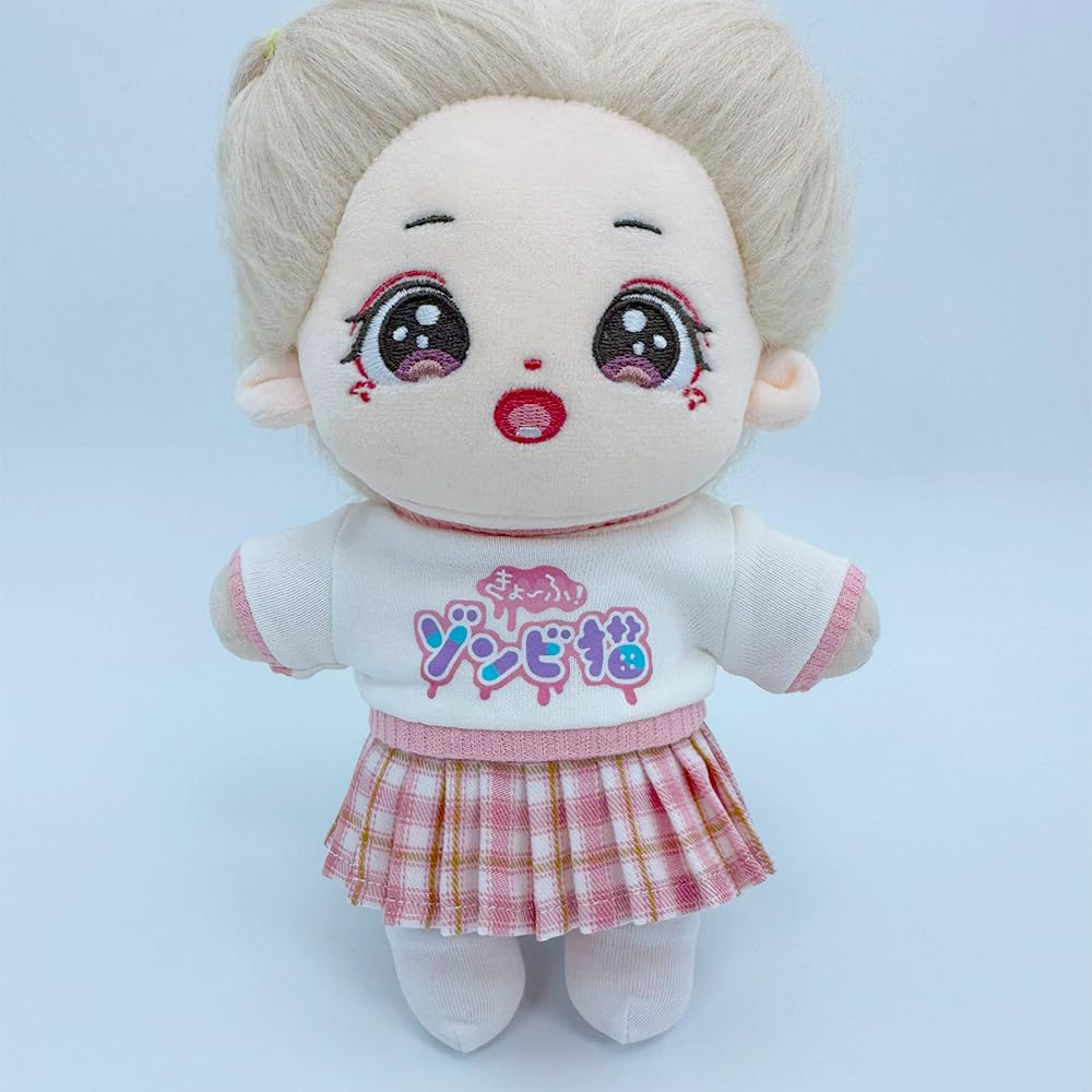 niannyyhouse 15cm 20cm Plush Doll Clothes T-Shirt Skirt Socks 6in 8in Stuffed Plush Toy Dress Up (Pink-20cm)