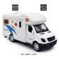 Mini Toy Camper Van RV Motorhome Toys for Boys Pull Back Diecast Model Car Recreational Vehicle Adventure with Furniture Roof and Side Door Open