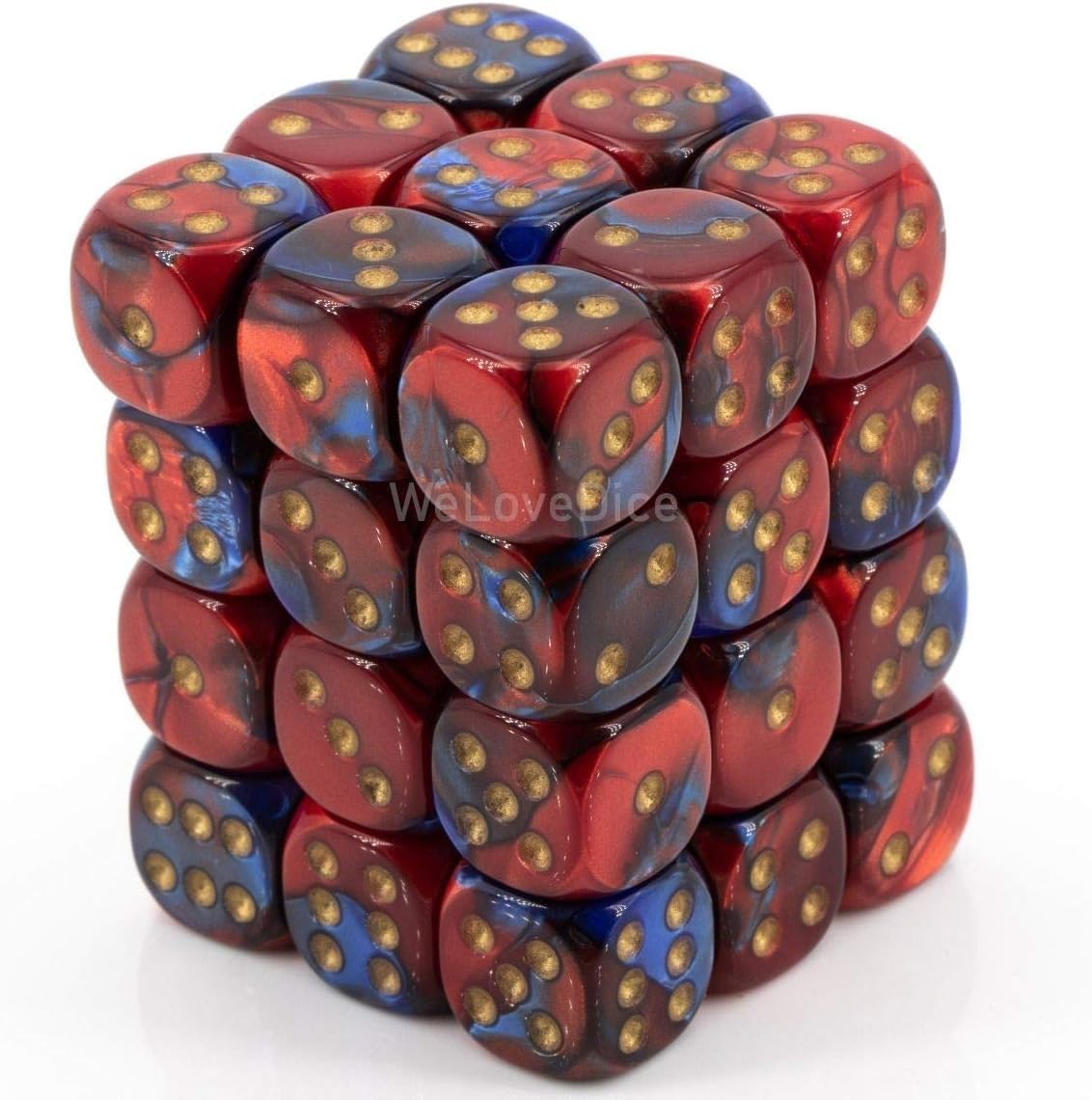 Chessex DND Dice Set D&D Dice-12mm Gemini Blue, Red, and Gold Plastic Polyhedral Dice Set- for Dungeons and Dragons Dice Includes 36 Dice - D6