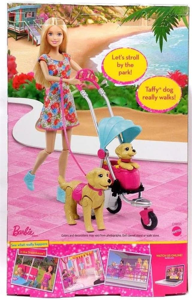 Barbie Stroll ‘n Play Pups Playset with Barbie Doll, 2 Puppies and Pet Stroller
