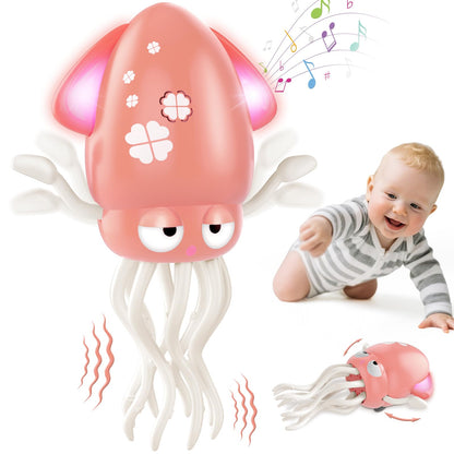 AOTIBO Baby Dancing Octopus Toy for 3 4 5 6 7 Year Old Boy Girl, Baby Tummy Time Electric Crawling Octopus Toys 36-96 Months, Dancing Squid Toy