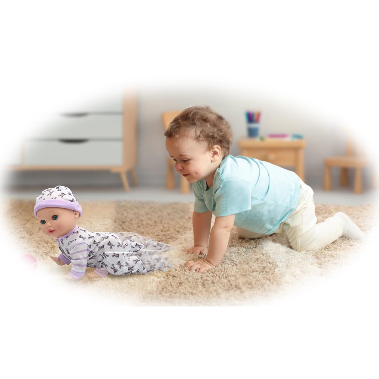 Little Darlings: Crawling Baby - 10 Baby Doll Playset, New Adventures, Children's Pretend Play, Ages 2+